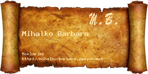 Mihalko Barbara névjegykártya